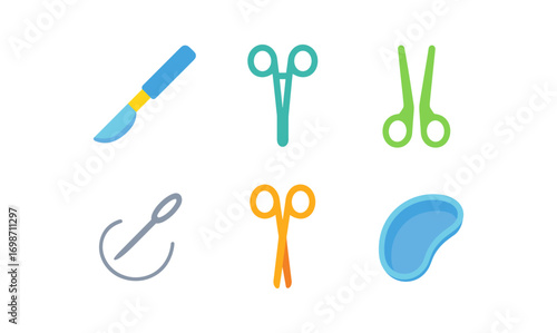 Simple surgical tools icons for medical design and healthcare applications