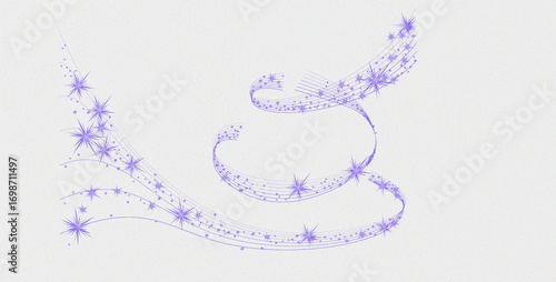 Delicate swirling lavender floral vine with tiny blossoms on a soft white background