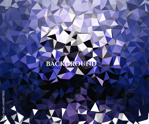 Futuristic abstract mosaic made of geometric triangles, creating a stunning gradient from light to dark purple and blue