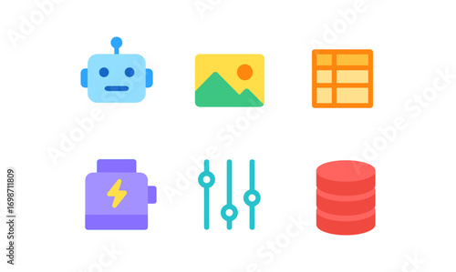 Modern data and technology icons for digital projects and design