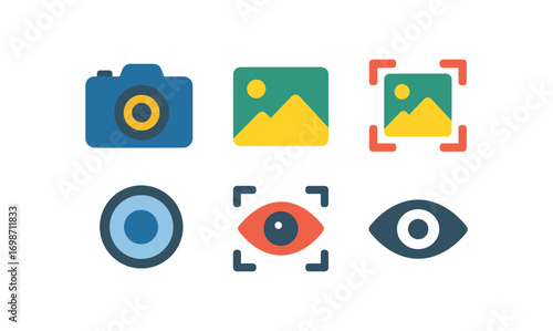 Computer vision concept icons for digital design and technology projects