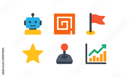 Reinforcement learning concept icons for educational and design use