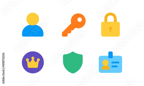 Colorful identity icons grid for security and personal identification design