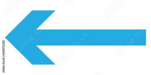 Long blue arrowhead vector icon set.  Isolated long blue arrow icon on white background. Left side directional arrows. EPS 10. 