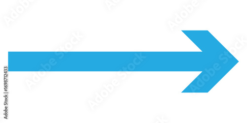 Long blue arrowhead vector icon set.  Isolated long blue arrow icon on white background. Left side directional arrows. 