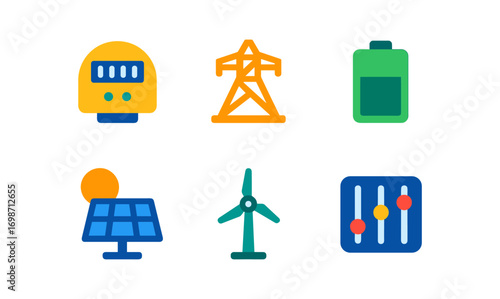 Smart energy icons collection for sustainable design and technology projects