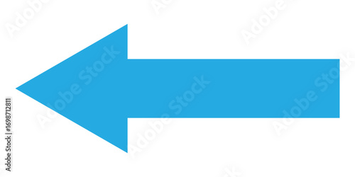Long blue arrowhead vector icon set.  Isolated long blue arrow icon on white background. Left side directional arrows. EPS 10. 