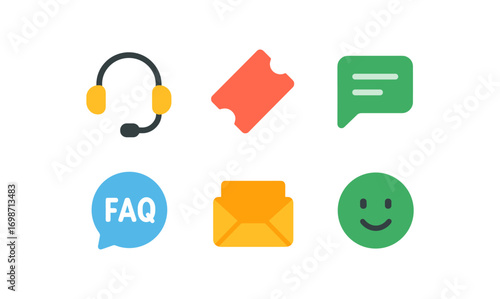 Essential customer support icons for communication and service design
