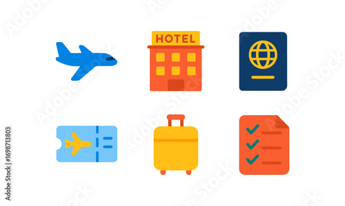 Travel essentials icons collection for trip planning and design projects