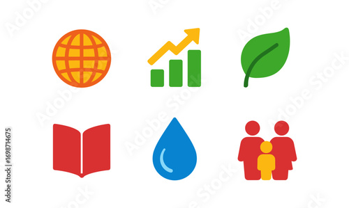 Sustainable development goals icons for eco-friendly design projects and educational materials