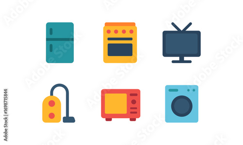 Modern home appliance icons for lifestyle and design projects