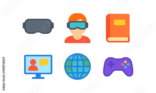 Virtual reality icons for technology and gaming design projects