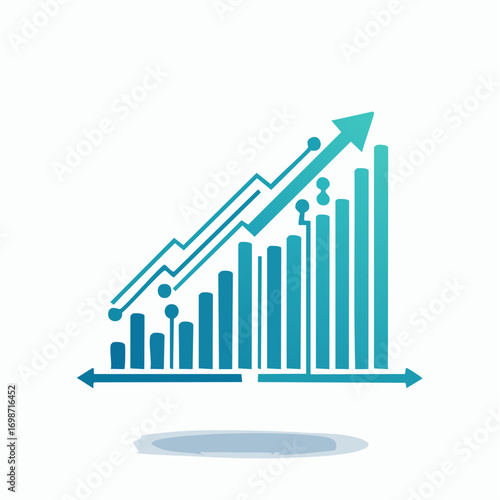 Upward trending financial data visualization: a symbolic representation of growth and progress