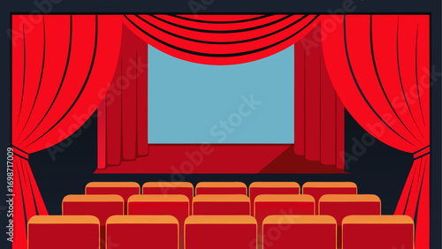 Illustration of a theater with red seats