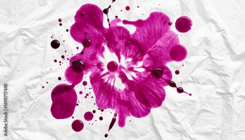 Abstract pink paint splash on textured white background  