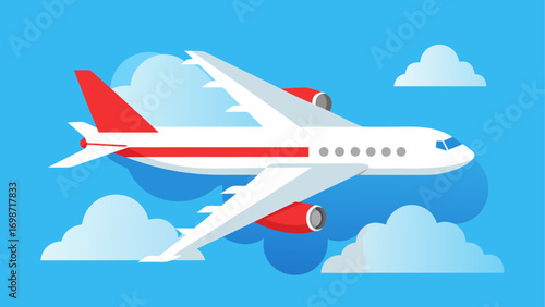 Airplane flying in the sky with clouds