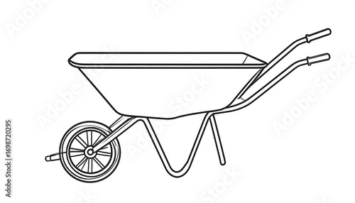 Outline drawing of a wheelbarrow