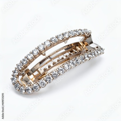Elegant shimmering hair clip adorned with delicate gemstones isolated on white background