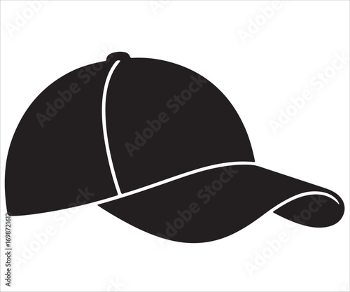 "Silhouette of baseball cap in vector illustration, headwear symbol representing casual fashion, sports accessory, style, apparel, clothing, youth culture, outdoor activity, and modern lifestyle desig