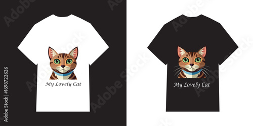 A cute cartoon vector illustration of a funny black cat and dog
