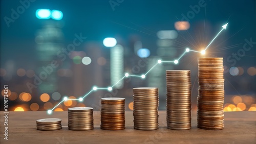 Money coins growth graph chart investment finance
