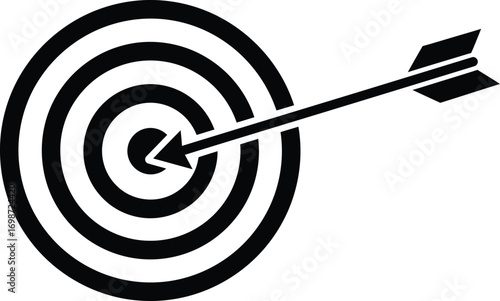 target with arrow hitting center silhouette on transparent background