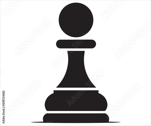 "Silhouette of chess pawn piece in vector illustration, strategy board game symbol representing competition, tactics, intelligence, challenge, leadership, planning, decision making, and intellectual d