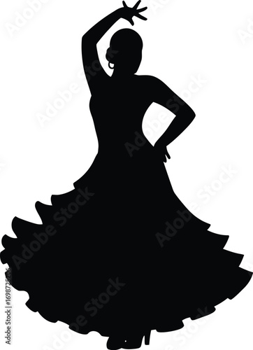 flamenco dancer silhouette art on transparent background