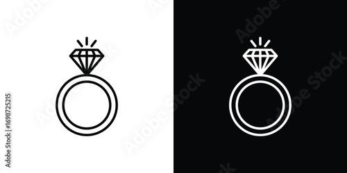 Wedding ring icons. Stroke line art icons