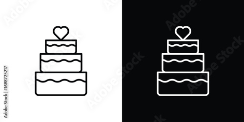 Wedding cake icons. Stroke line art icons