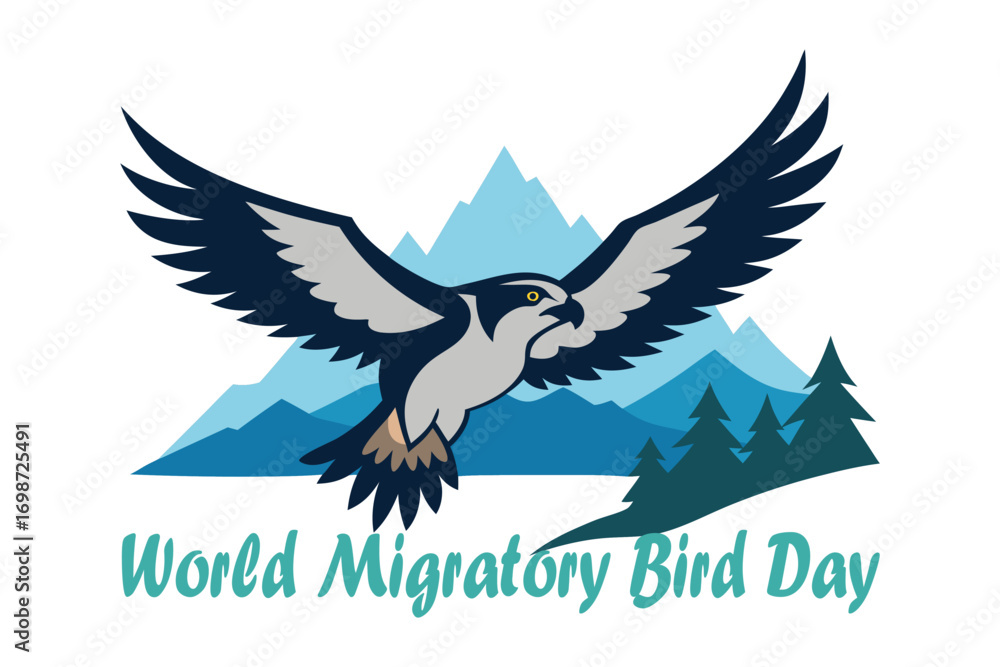 Fototapeta premium World Migratory Bird Day Osprey Hunting Vector