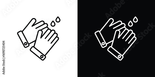 Wash hands icons. Stroke line art icons