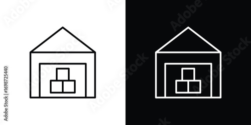 Warehouse icons. Stroke line art icons