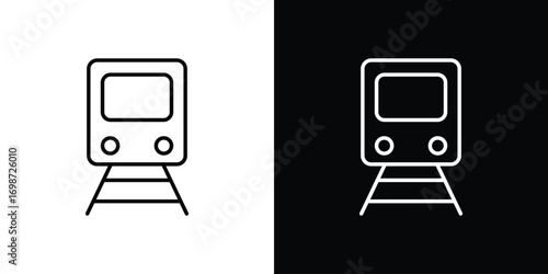 Train icons. Stroke line art icons