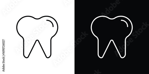 Tooth icons. Stroke line art icons