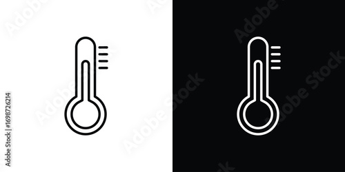 Thermometer icons. Stroke line art icons