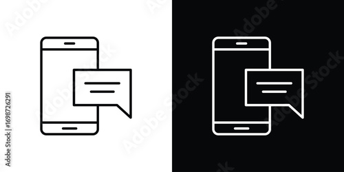 Text message icons. Stroke line art icons