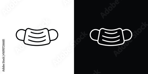 Surgical mask icons. Stroke line art icons