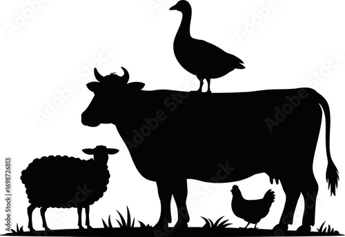 Farm Animals Silhouette Vector Illustration