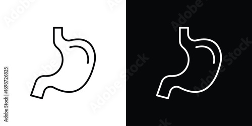 Stomach icons. Stroke line art icons