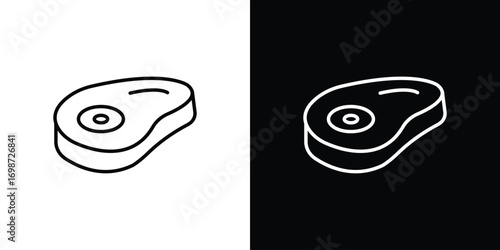 Steak icons. Stroke line art icons