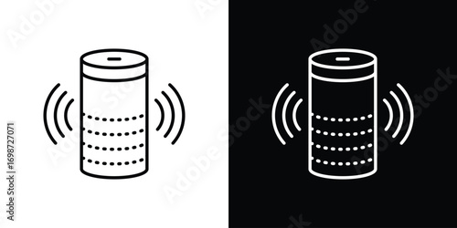 Smart speaker icons. Stroke line art icons