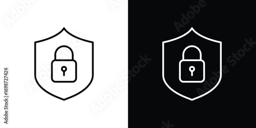 Security lock icons. Stroke line art icons