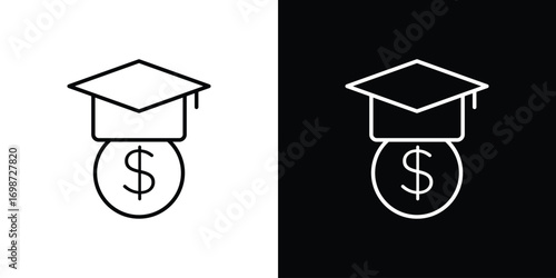 Scholarship icons. Stroke line art icons