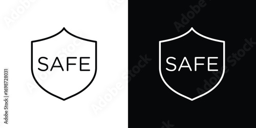 Safe icons. Stroke line art icons