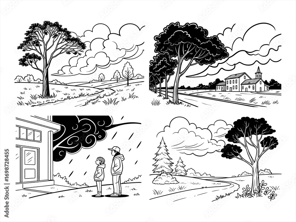 Obraz premium coloring page line art the before storm black vector bundle