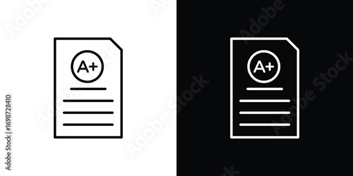 Report card icons. Stroke line art icons