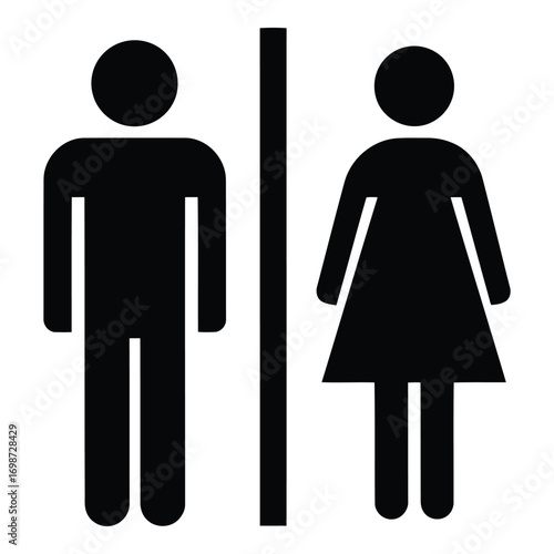 Man and woman restroom sign icons indicating gender specific facilities for public buildings vector