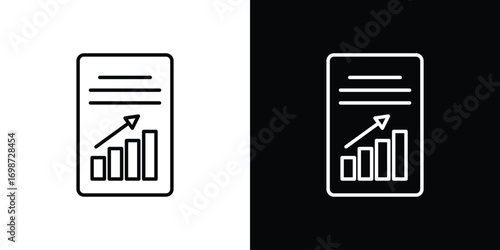 Report icons. Stroke line art icons