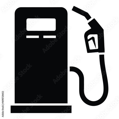 Gas pump and nozzle icon symbol for refueling and fueling stations vector